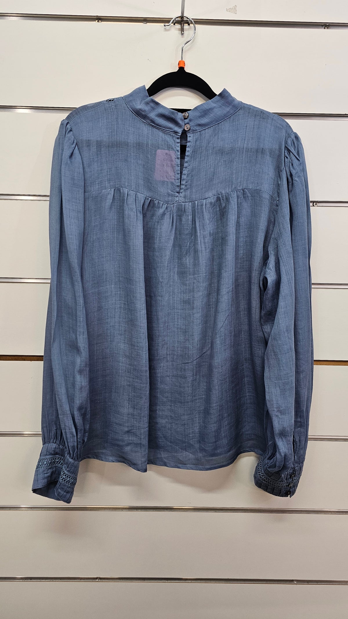 Zoe Kratzmann Dusky Blue Long-Sleeve Blouse with Lace Detail - 14