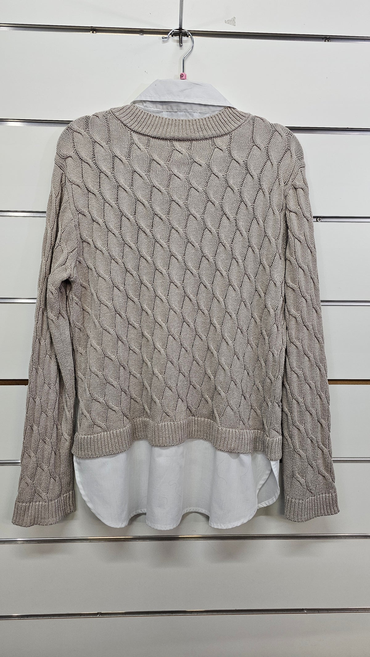 Just Jeans White/Cream Layered Jersey Top with Shirt Inserts - 10