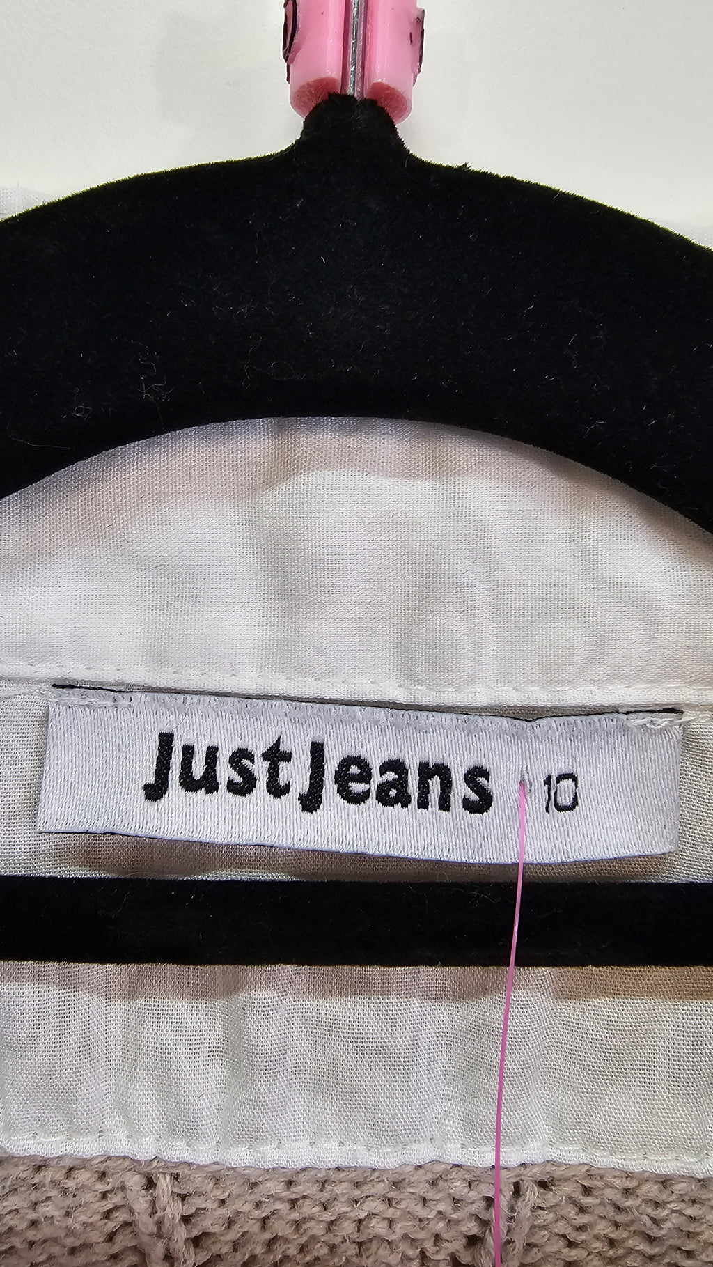 Just Jeans White/Cream Layered Jersey Top with Shirt Inserts - 10