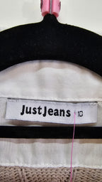 Just Jeans White/Cream Layered Jersey Top with Shirt Inserts - 10