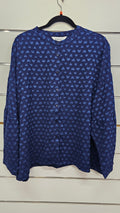 Stella Navy Button-Front Top with Puff Sleeves and Heart Detail - 14