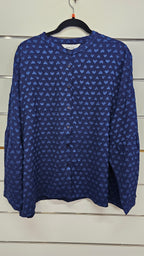 Stella Navy Button-Front Top with Puff Sleeves and Heart Detail - 14