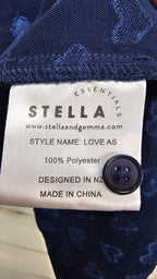 Stella Navy Button-Front Top with Puff Sleeves and Heart Detail - 14