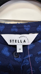 Stella Navy Button-Front Top with Puff Sleeves and Heart Detail - 14