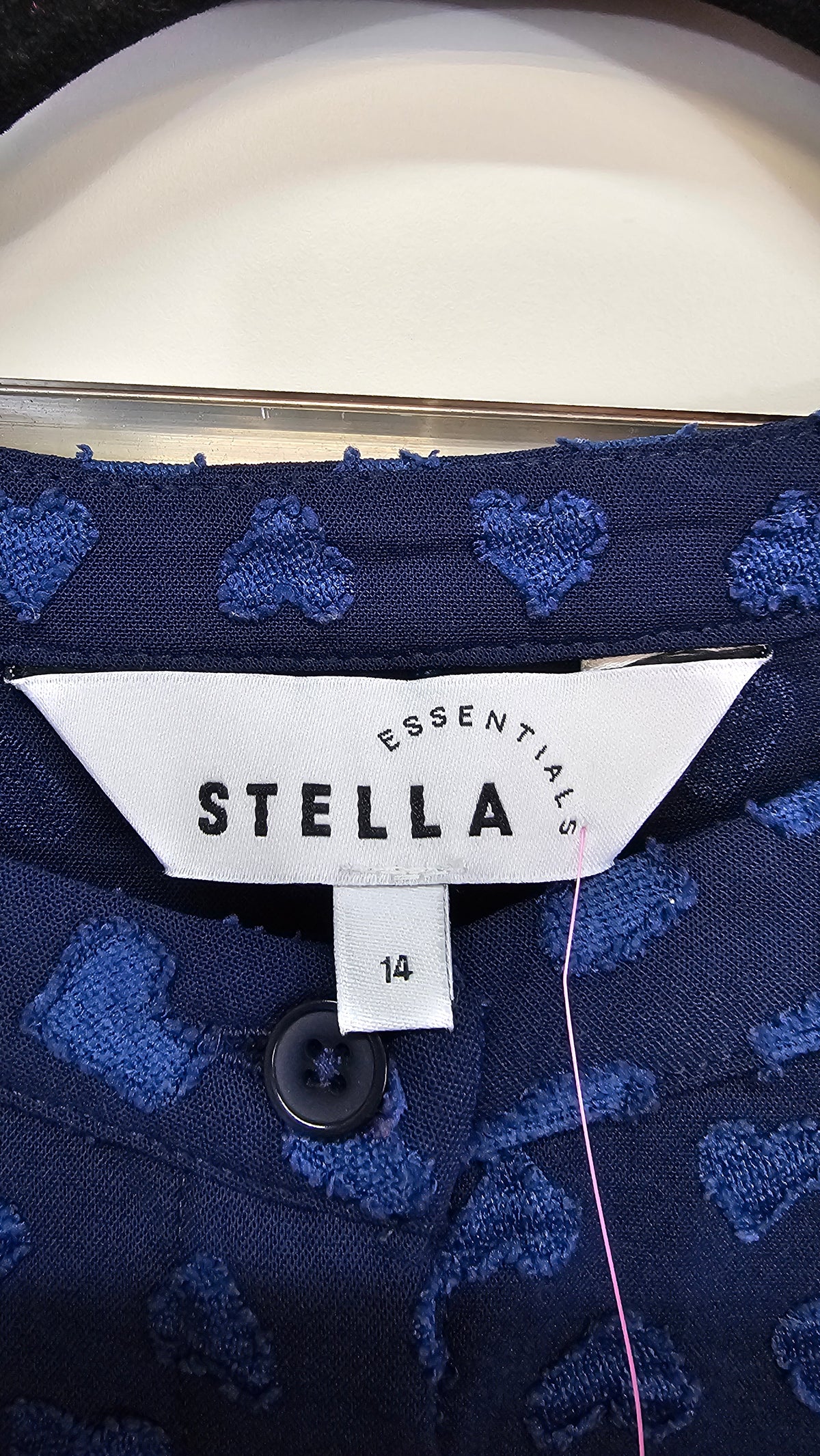 Stella Navy Button-Front Top with Puff Sleeves and Heart Detail - 14