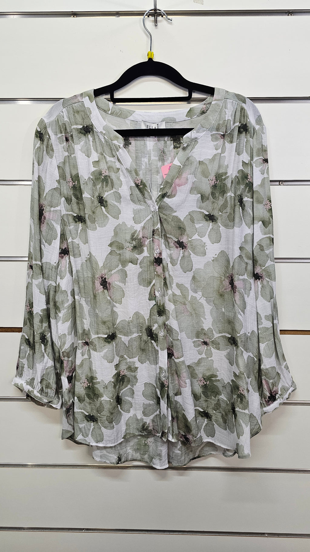 Ella J Olive Green Button Blouse 16