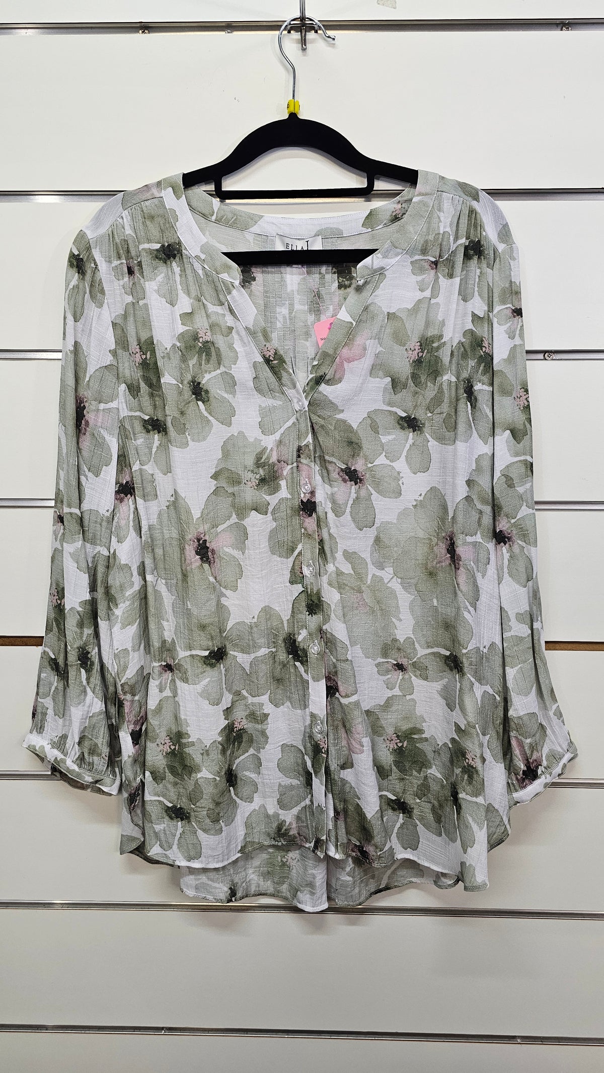 Ella J Olive Green Button Blouse 16