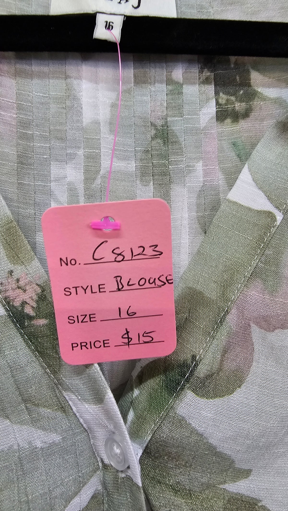 Ella J Olive Green Button Blouse 16