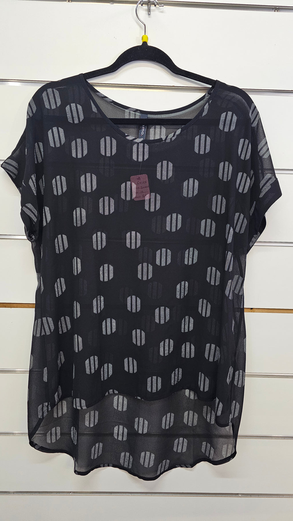 Memo Black White Striped Chiffon Blouse 16