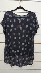 Memo Black White Striped Chiffon Blouse 16