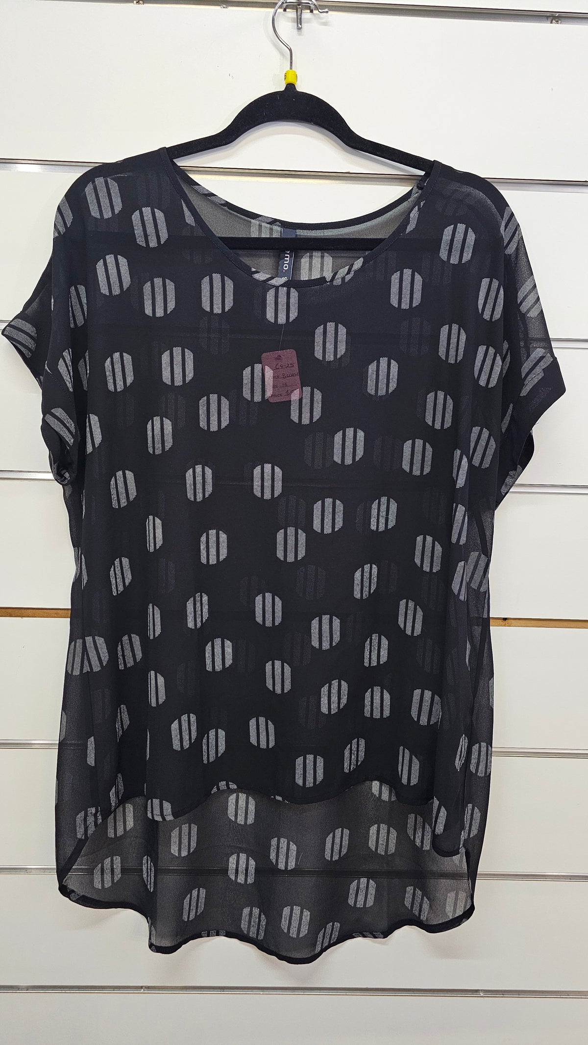 Memo Black White Striped Chiffon Blouse 16