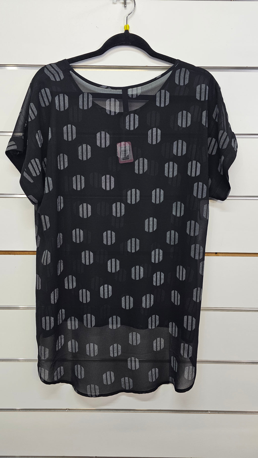 Memo Black White Striped Chiffon Blouse 16