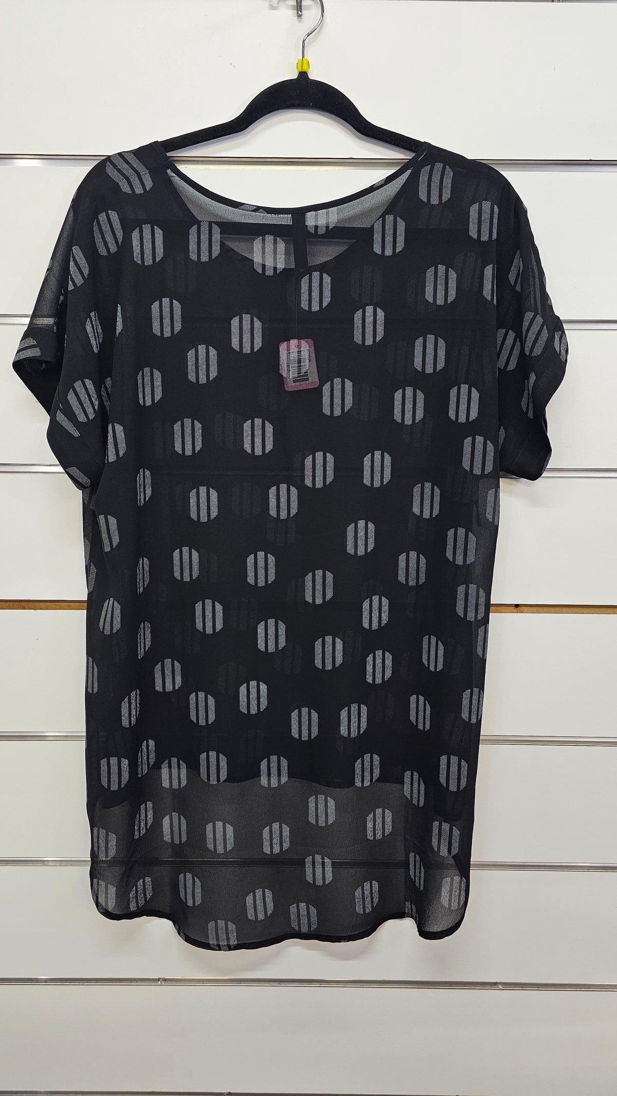 Memo Black White Striped Chiffon Blouse 16