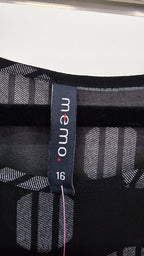 Memo Black White Striped Chiffon Blouse 16