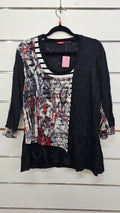 Kakie Black Red White Patch Top 14