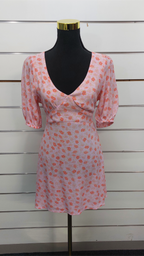 Cotton On Pink/Orange Floral Open-Back Mini Dress - XS