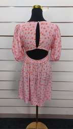 Cotton On Pink/Orange Floral Open-Back Mini Dress - XS