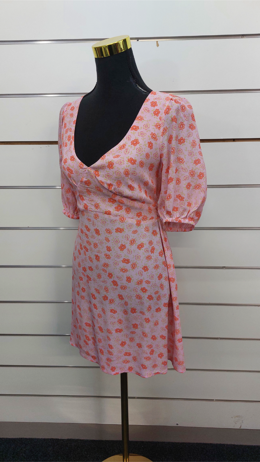 Cotton On Pink/Orange Floral Open-Back Mini Dress - XS
