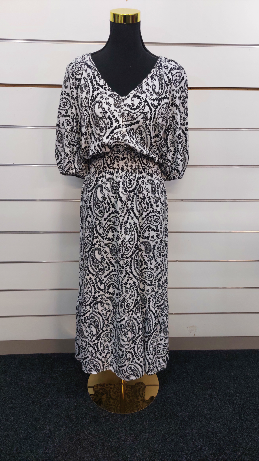 Spirit Black/White Smocked Maxi Dress - 14