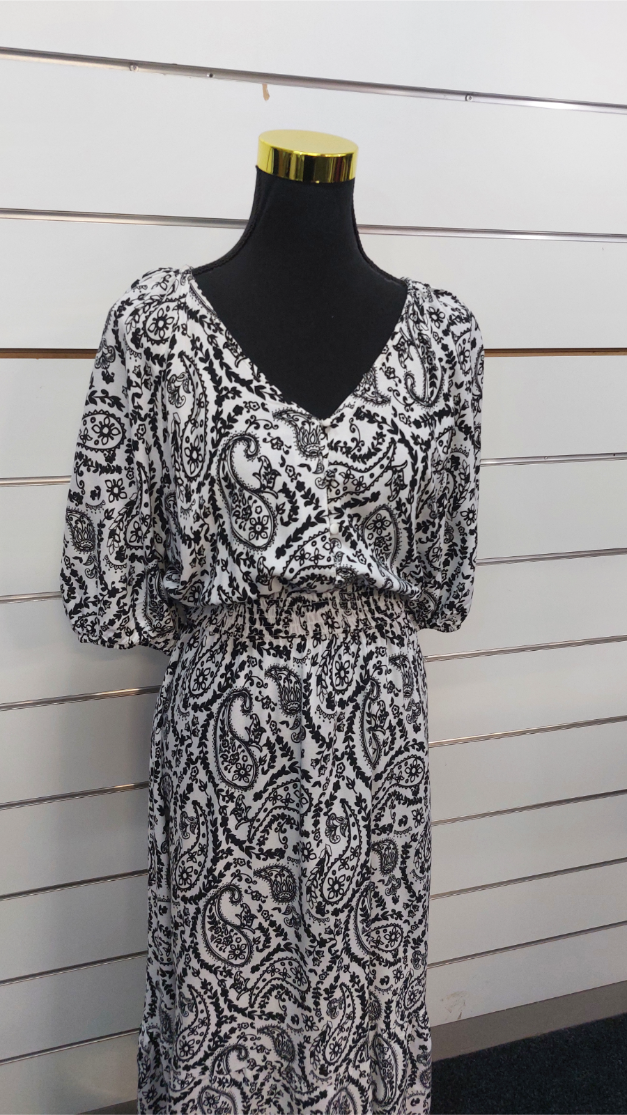 Spirit Black/White Smocked Maxi Dress - 14