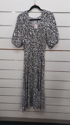 Spirit Black/White Smocked Maxi Dress - 14