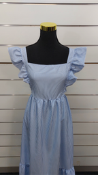 Shein Blue/White Striped Open-Back Maxi Dress - 10
