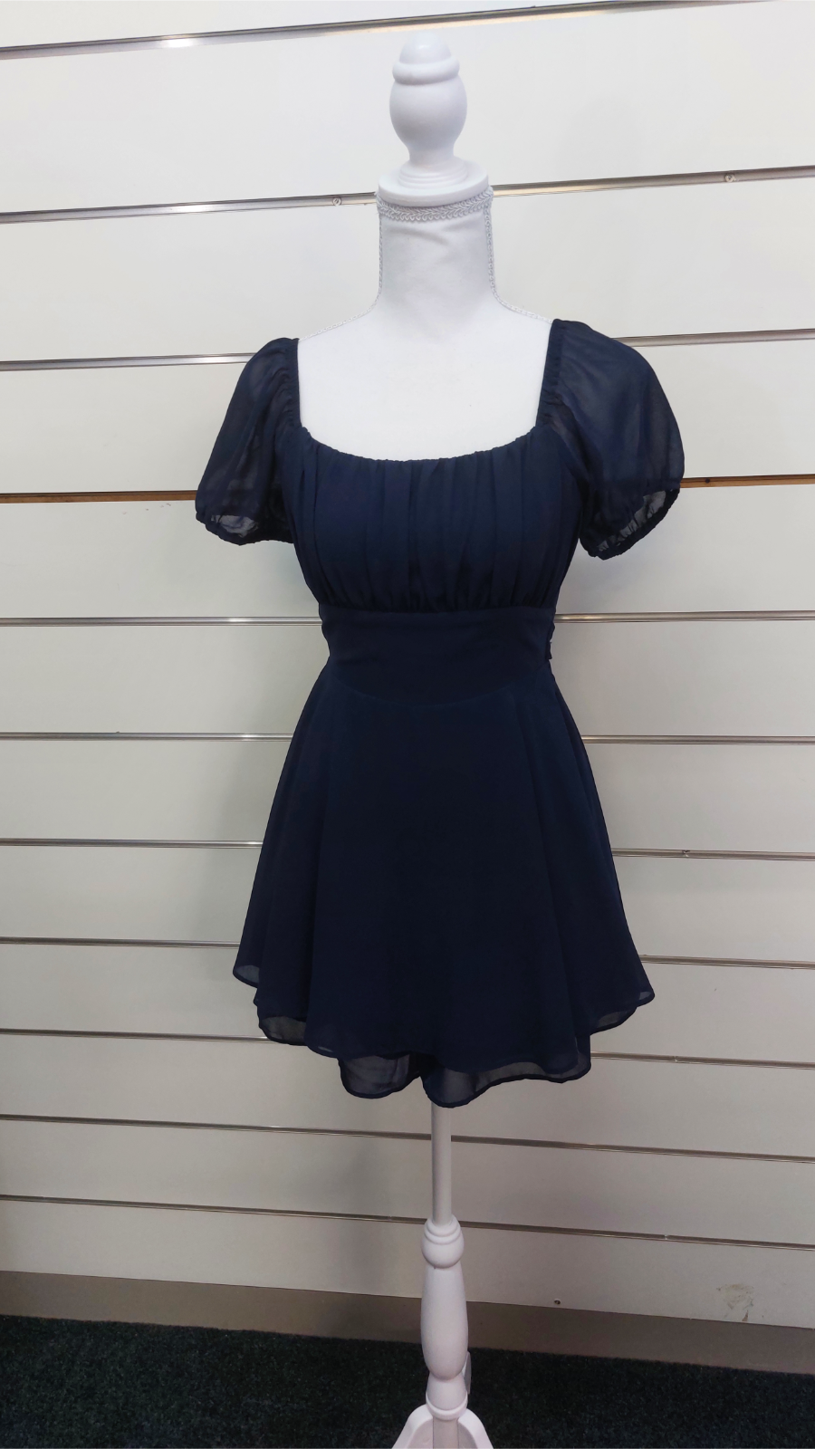 Dotti Navy Layered Chiffon Puff-Sleeve Playsuit - 6