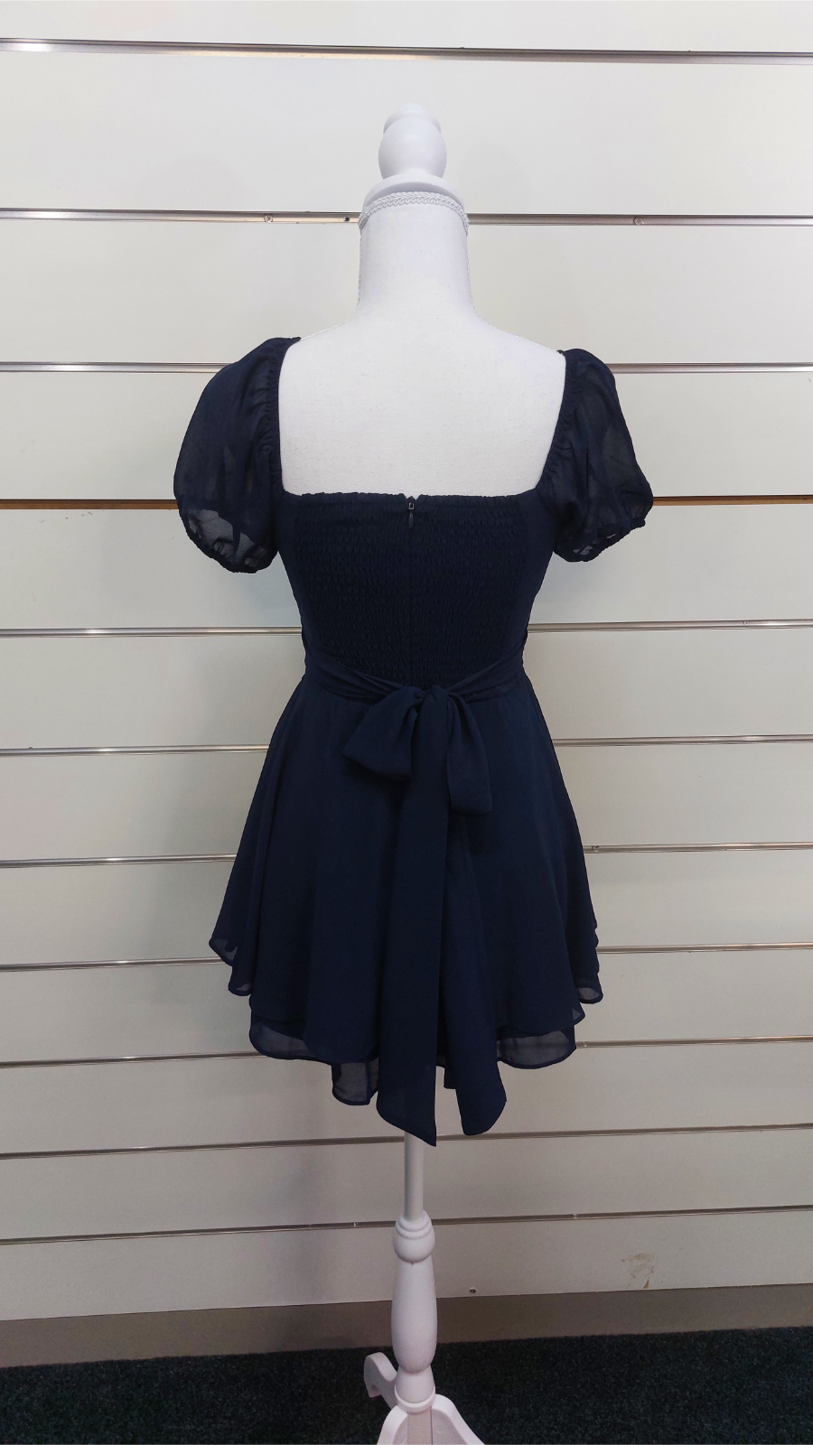 Dotti Navy Layered Chiffon Puff-Sleeve Playsuit - 6