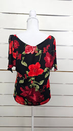 Pagani Red/Black Floral Short-Sleeve Top - 18