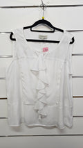 Veronika Maine White Sleeveless Top with Front Frill - 16