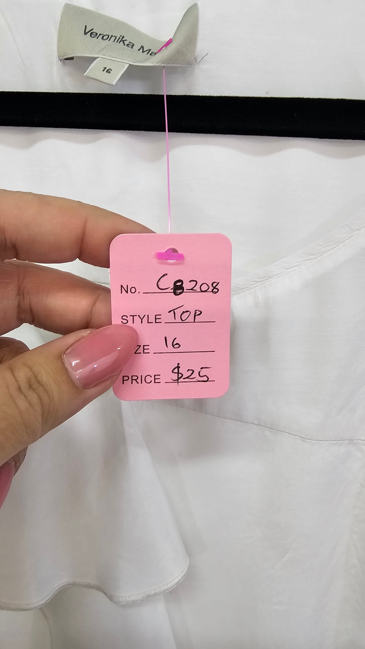 Veronika Maine White Sleeveless Top with Front Frill - 16