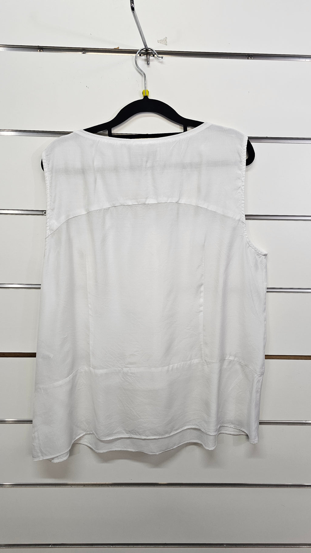 Veronika Maine White Sleeveless Top with Front Frill - 16