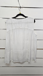 Veronika Maine White Sleeveless Top with Front Frill - 16