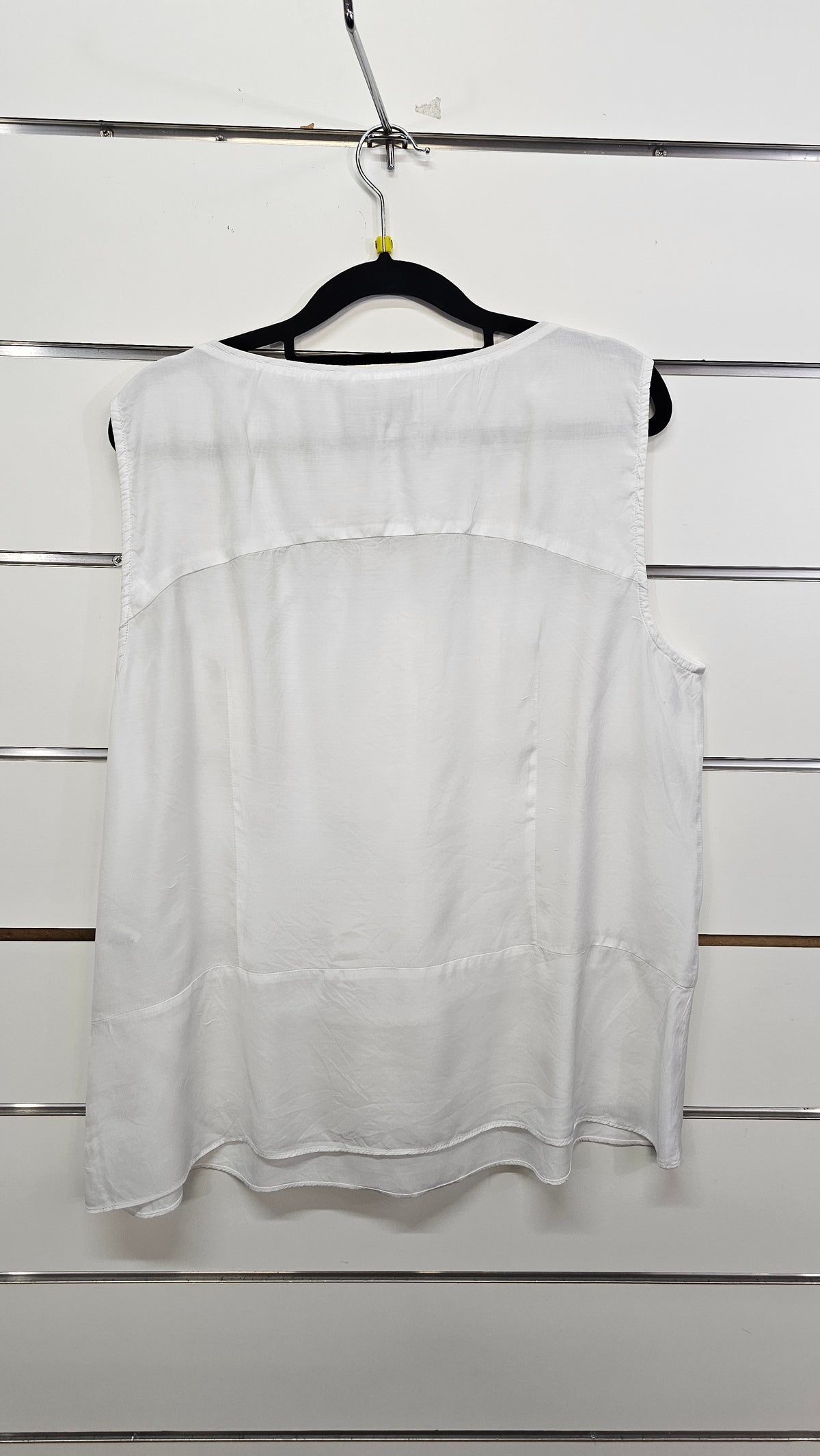 Veronika Maine White Sleeveless Top with Front Frill - 16