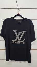Louis Vuitton Black Glitter-Logo T-Shirt - L