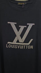 Louis Vuitton Black Glitter-Logo T-Shirt - L