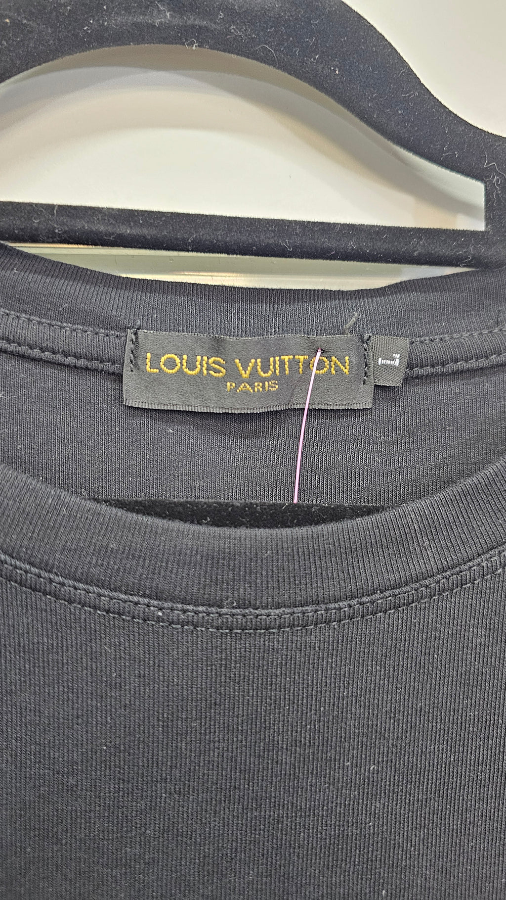 Louis Vuitton Black Glitter-Logo T-Shirt - L