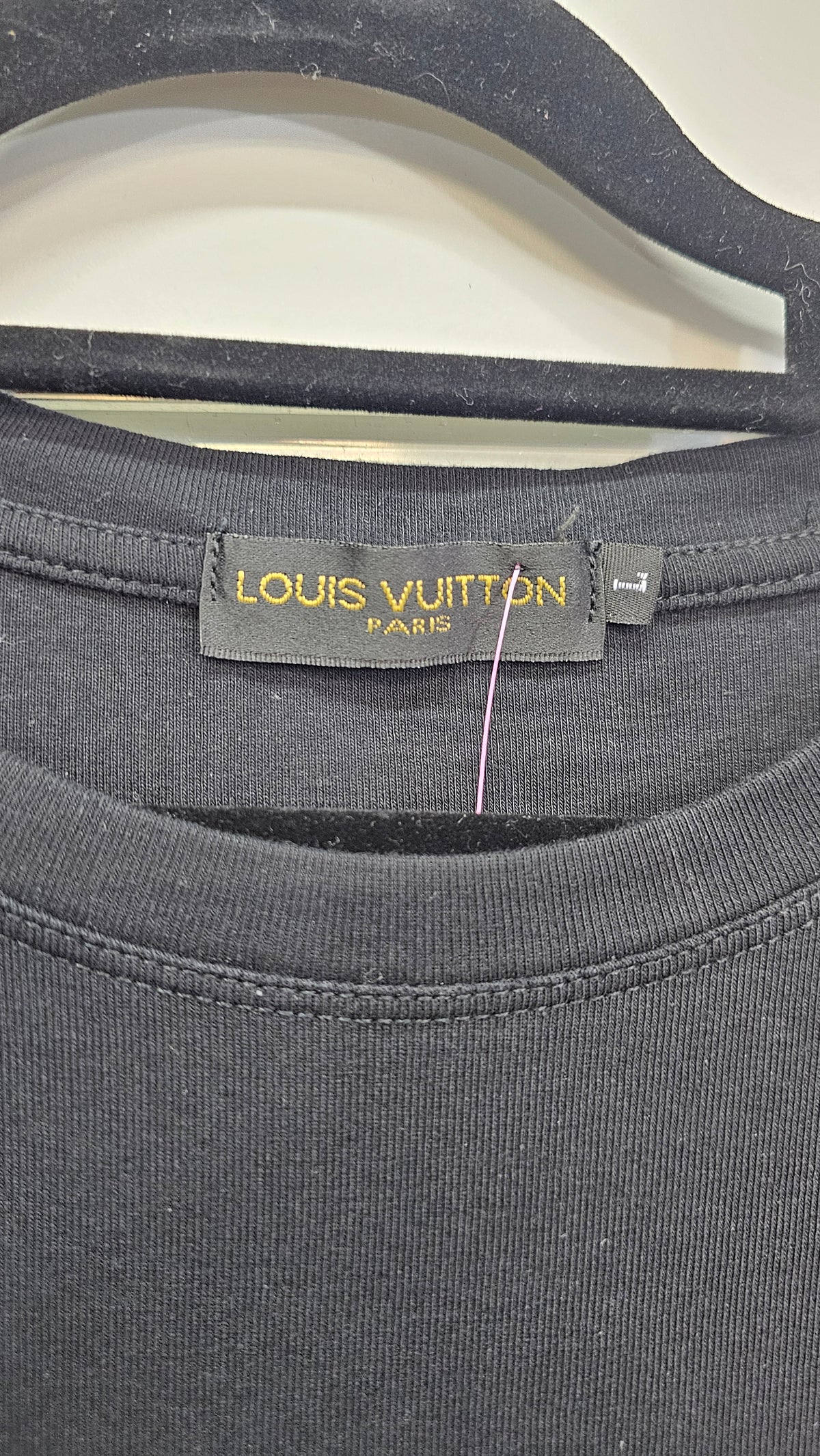 Louis Vuitton Black Glitter-Logo T-Shirt - L