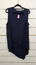 Whistle Navy Layered Chiffon Sleeveless Tunic - 16