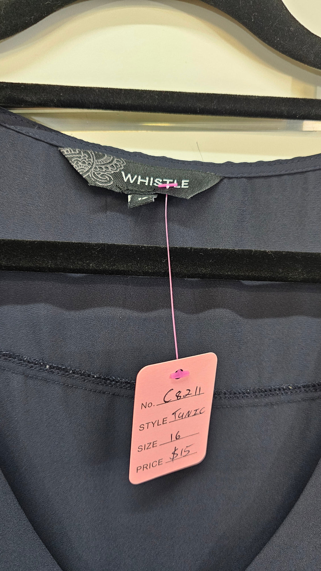 Whistle Navy Layered Chiffon Sleeveless Tunic - 16
