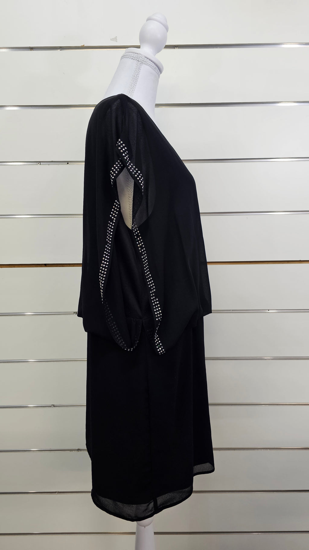Pagani Black Layered Mini Dress with Silver Studs - 16