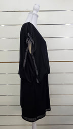 Pagani Black Layered Mini Dress with Silver Studs - 16