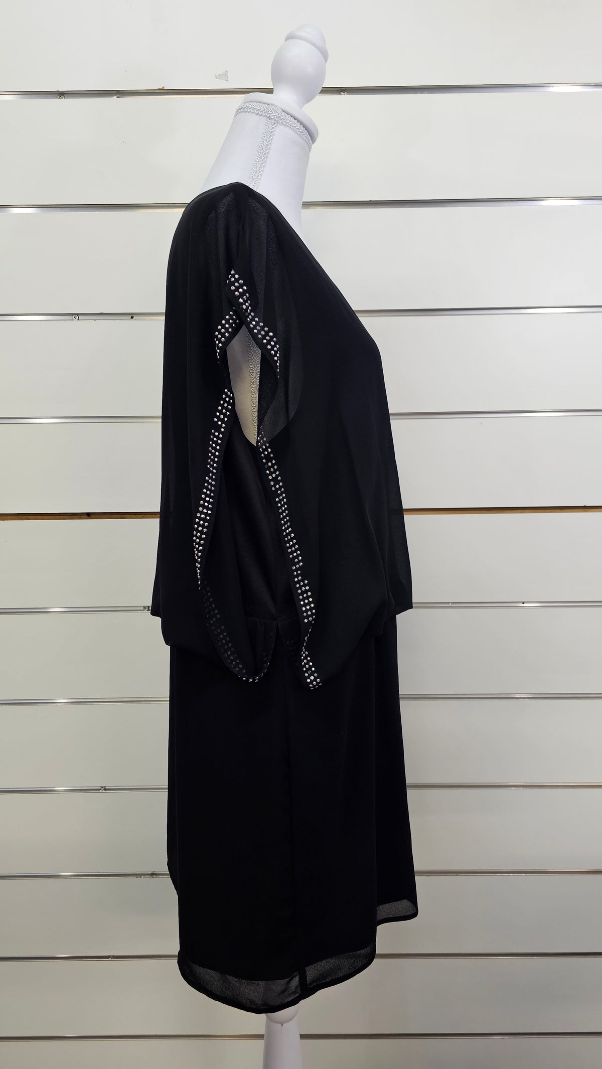 Pagani Black Layered Mini Dress with Silver Studs - 16