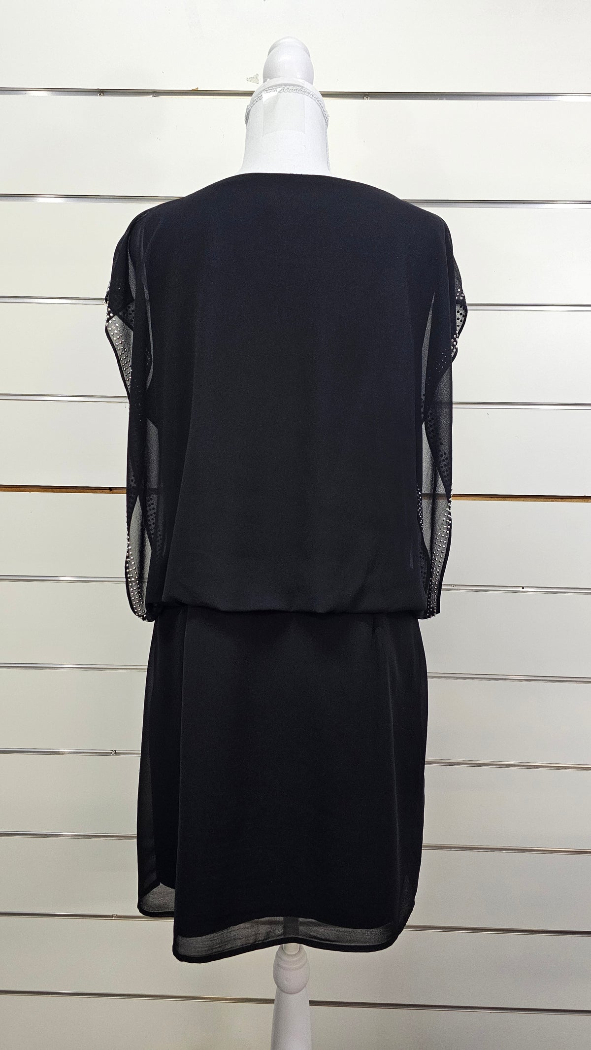 Pagani Black Layered Mini Dress with Silver Studs - 16