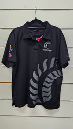Silver Ferns Black Polo Shirt with Embroidered Logo - XL