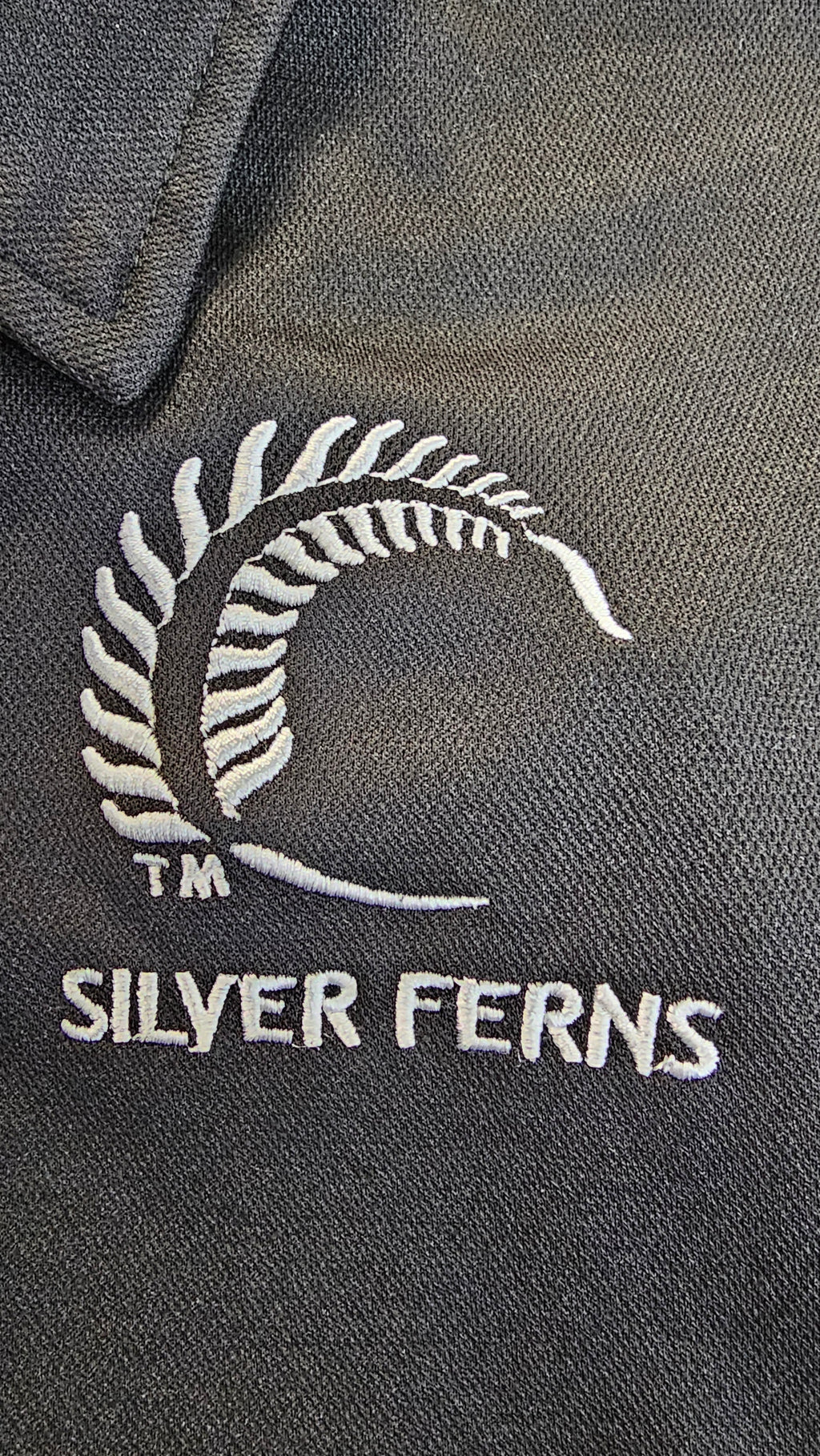 Silver Ferns Black Polo Shirt with Embroidered Logo - XL