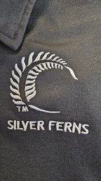 Silver Ferns Black Polo Shirt with Embroidered Logo - XL