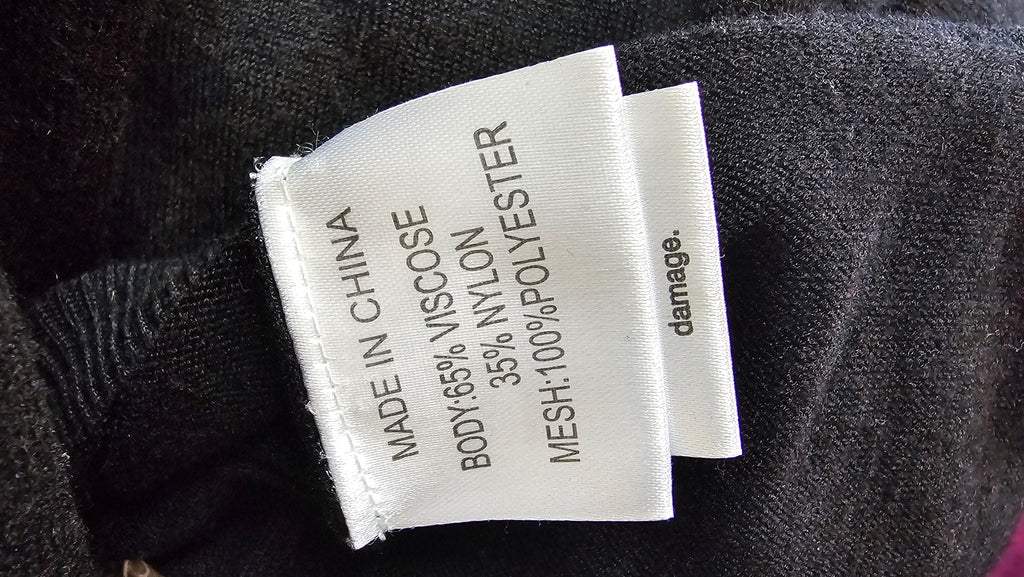 Black Jersey Top with Mesh and Buttons - 16