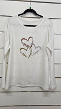 White Heart-Print Long-Sleeve T-Shirt - 2XL