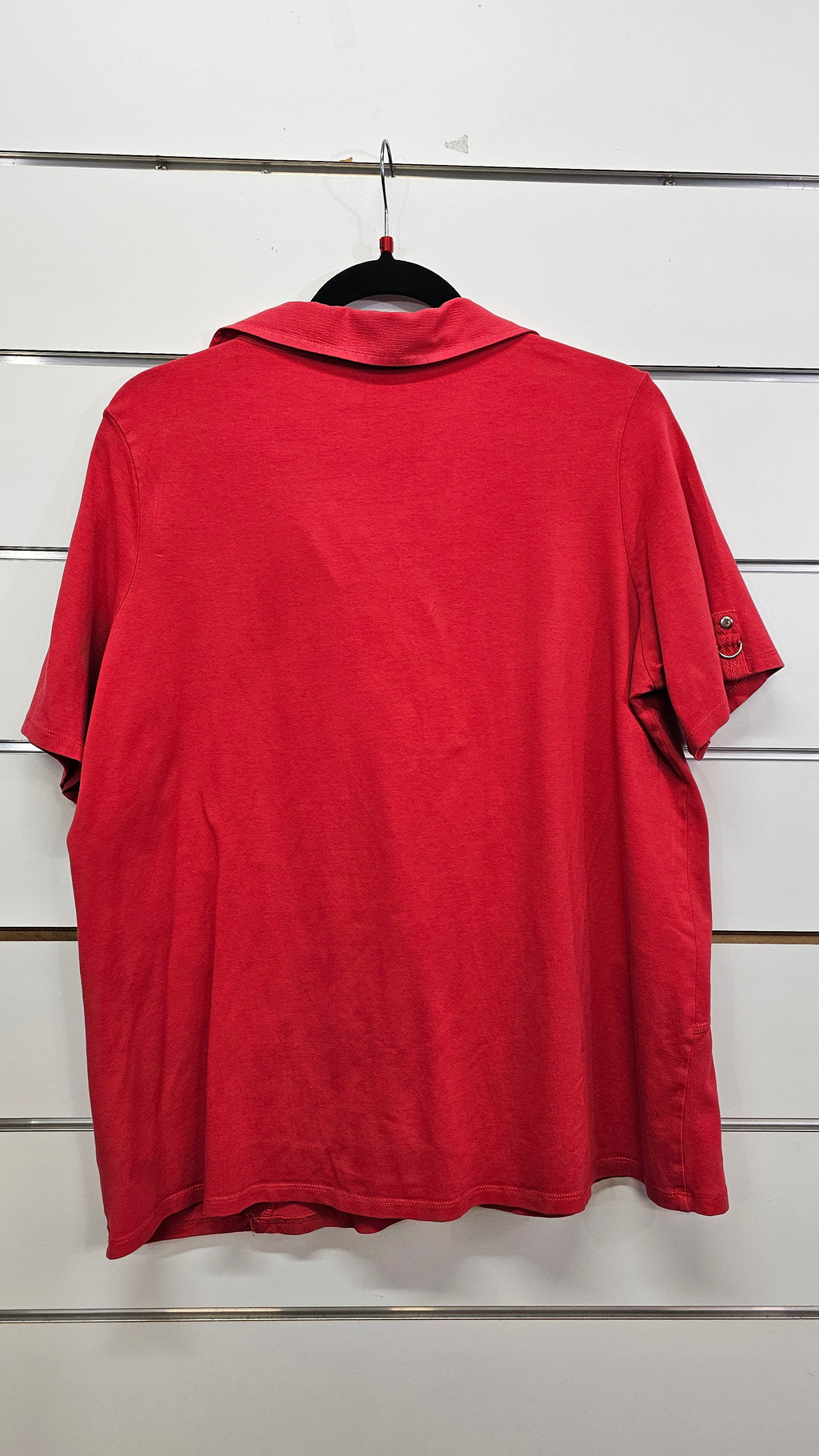 K+K Red Short-Sleeve Top with Silver Buttons and Hardware - L